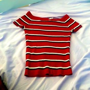 Red, white, and black striped crop top. L.A. Hearts by Pacsun